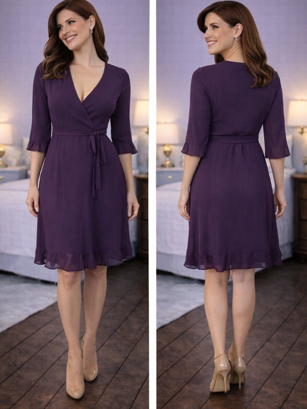 NEW Reformation Plum Purple Wrap Dress $178